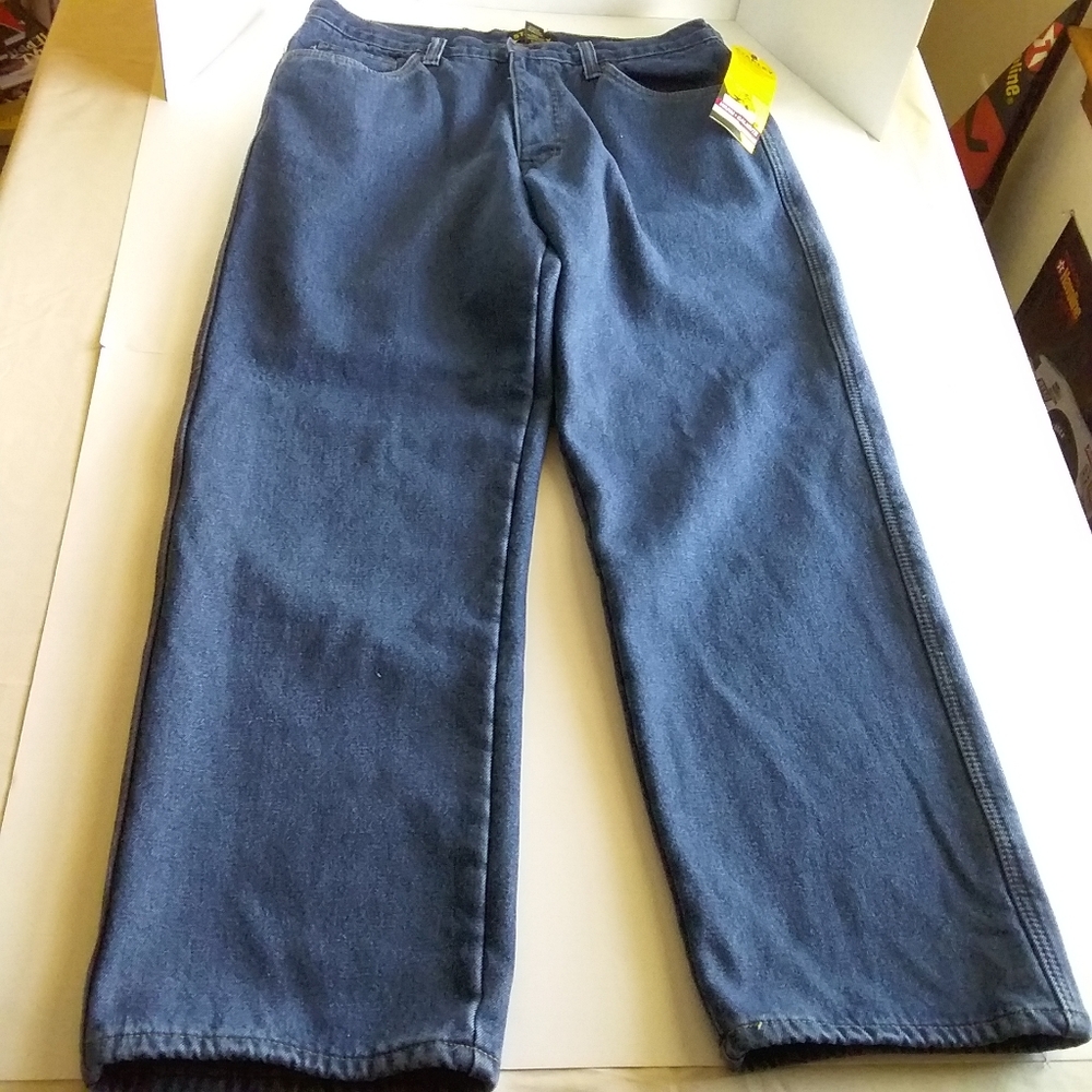 Stanley NWT Men's Fleece Lined Denim Blue Jeans 36x32 (actual 36x31) $60 New